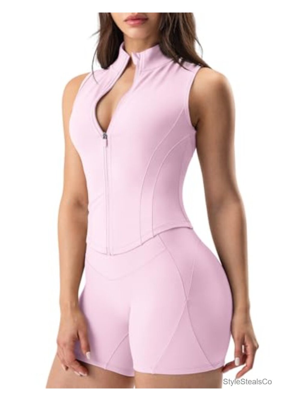 Nylon Lycra Sleeveless Zip Up Cropped Tank Top Athletic Vest